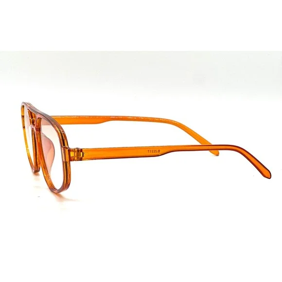 Mens Orange Aviator Sunglasses Gradient Lenses Double Bridge Frame Hip Hop 2026 - Picture 7 of 8